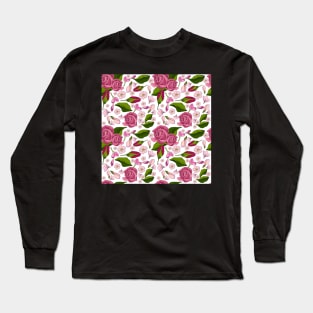 Pattern with  realistic  rose Long Sleeve T-Shirt
